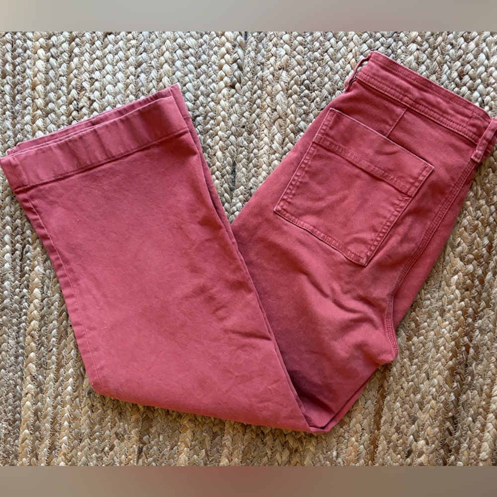 M.I.H high rise cropped wide legged pant in clay red